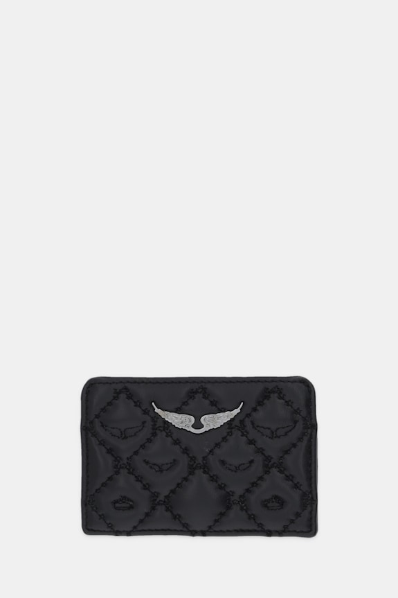 ZADIG&VOLTAIRE etui na karty skórzane aplikacja czarny LWSG03689