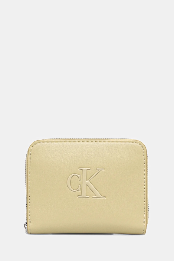 Πορτοφόλι Calvin Klein απομίμηση λείου δέρματος μπεζ LV04F1026G