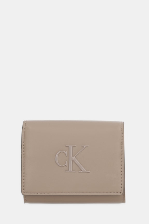 Calvin Klein portfel imitacja skóry licowej beżowy LV04F1047G