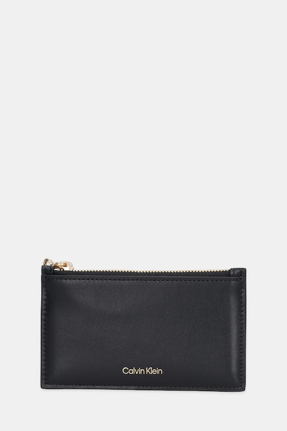 Calvin Klein portfel skórzany skóra licowa czarny LV04F1076G