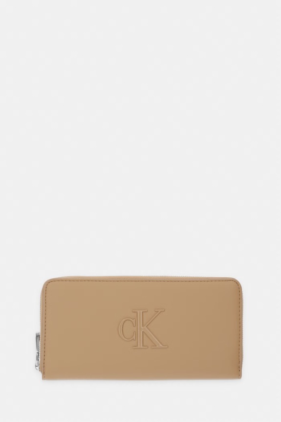 Calvin Klein portfel damski z imitacji skóry beżowy LV04F1077G