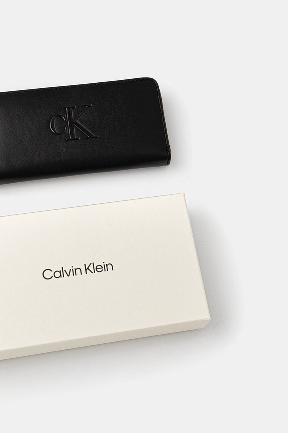 Calvin Klein portfel damski z imitacji skóry czarny LV04F1077G