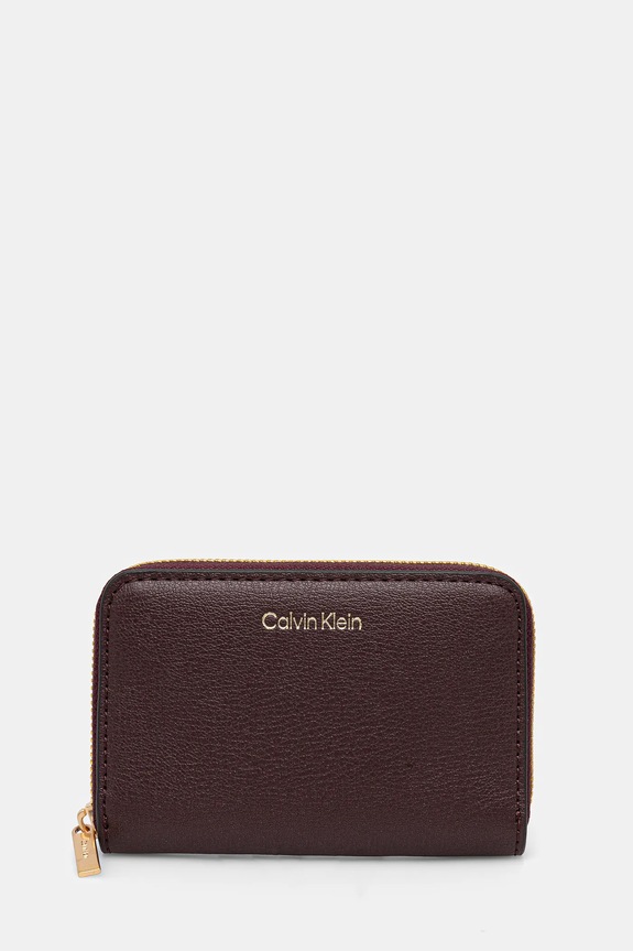 Πορτοφόλι Calvin Klein απομίμηση λείου δέρματος μπορντό LV04F1091G