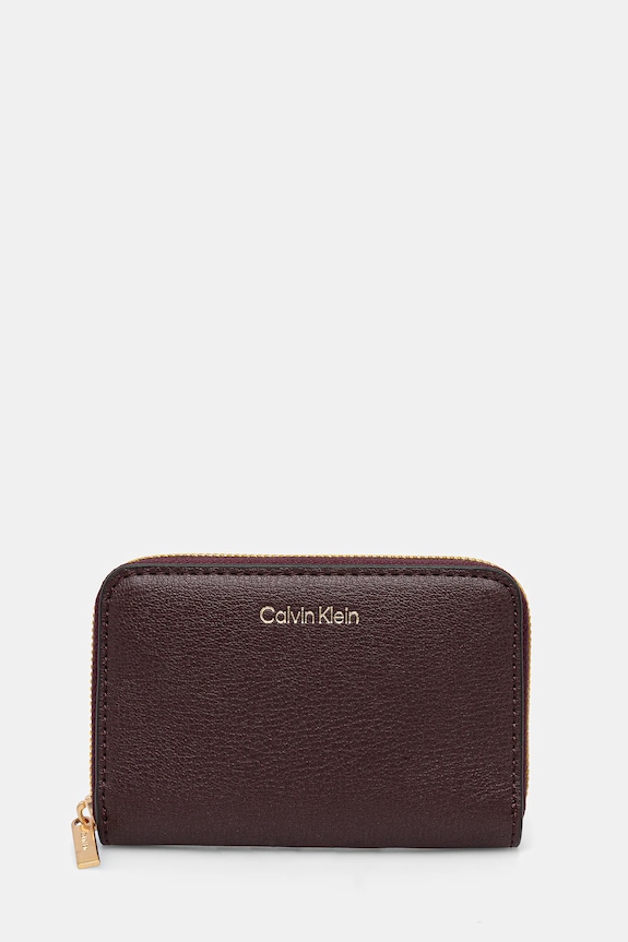 Πορτοφόλι Calvin Klein απομίμηση λείου δέρματος μπορντό LV04F1091G