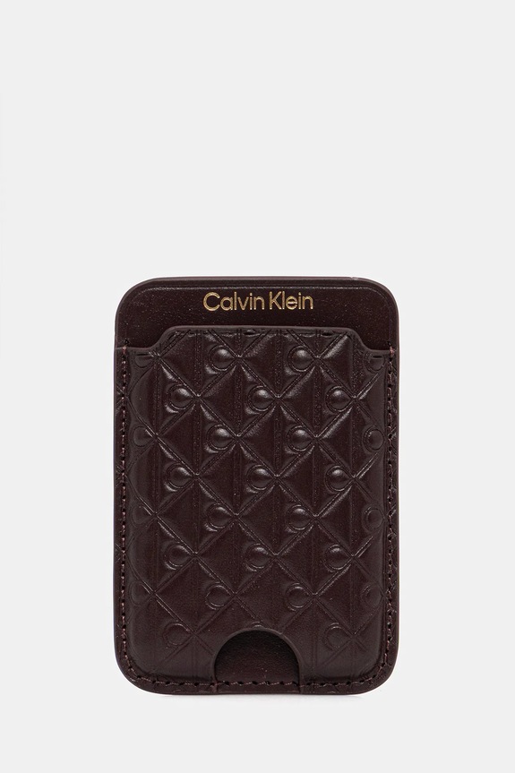 Kožené pouzdro na karty Calvin Klein obal na karty burgundské LV04F1100G