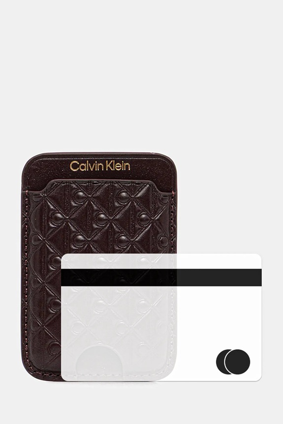 Kožené pouzdro na karty Calvin Klein LV04F1100G burgundské