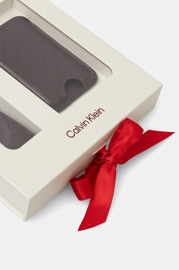 Calvin Klein husă pentru carduri și breloc burgundia LV04F1101G