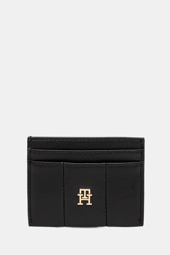 Θήκη για κάρτες Tommy Hilfiger απλικέ μαύρο AW0AW17745