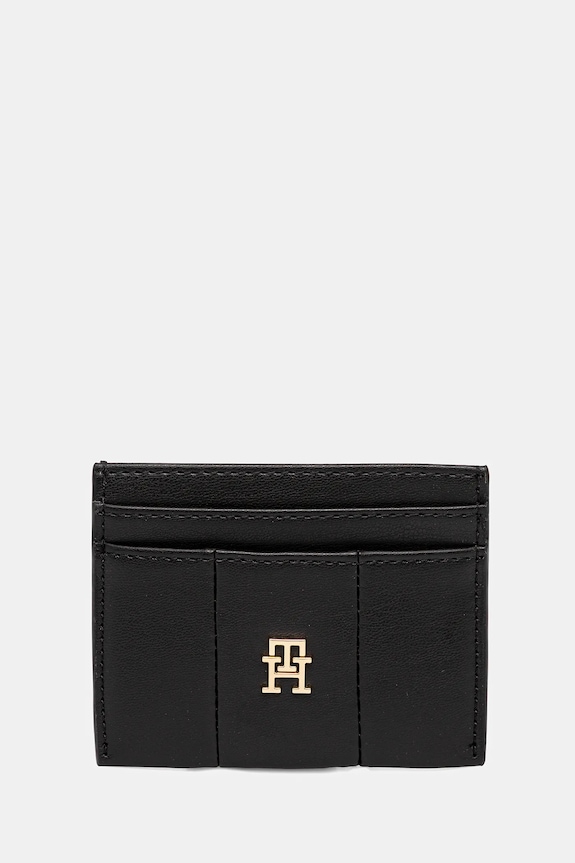 Θήκη για κάρτες Tommy Hilfiger απλικέ μαύρο AW0AW17745