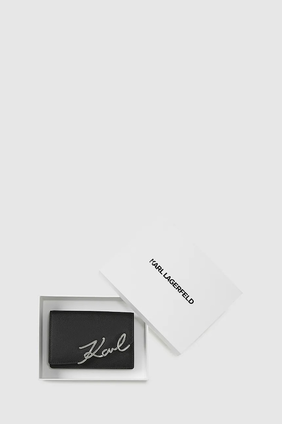 Δερμάτινο πορτοφόλι Karl Lagerfeld IKON μαύρο A4W32018