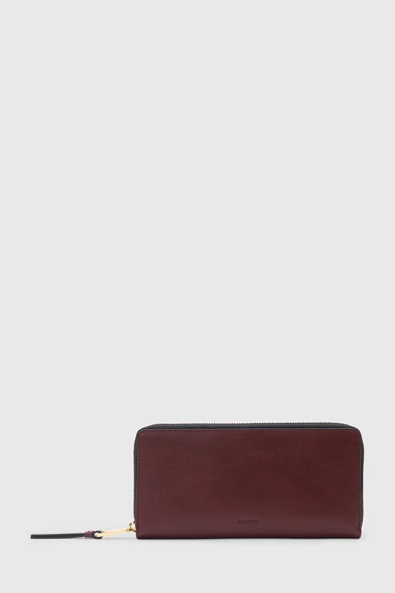 Δερμάτινο πορτοφόλι AllSaints TRAVEL λείο δέρμα κόκκινο W276XD