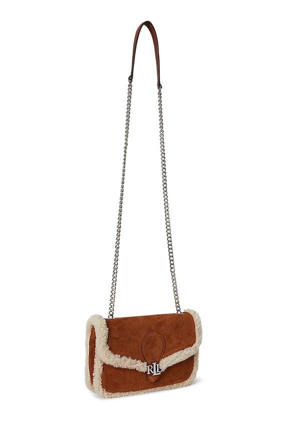Lauren Ralph Lauren geantă de mana din piele intoarsa 432980754 maro AW25