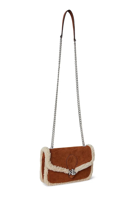 Lauren Ralph Lauren geantă de mana din piele intoarsa 432980754 maro AW25