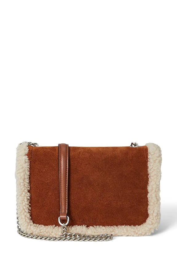 Accesorii Lauren Ralph Lauren geantă de mana din piele intoarsa 432980754 maro