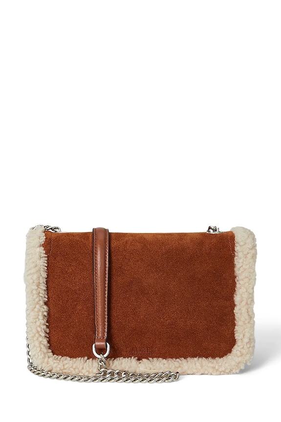 Accesorii Lauren Ralph Lauren geantă de mana din piele intoarsa 432980754 maro