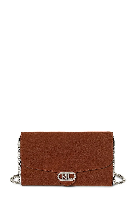 Pisemska torbica iz semiša Lauren Ralph Lauren Ne ustreza A4 rjava 432980761