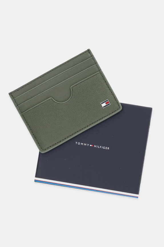 Tommy Hilfiger bőr kártya tok zöld AM0AM13517