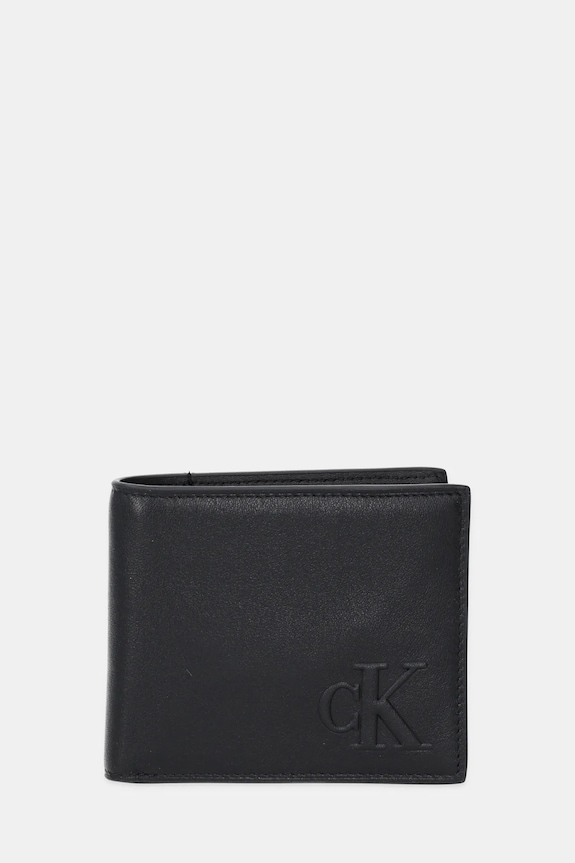 Calvin Klein portfel skórzany skóra licowa czarny LV04G1072G
