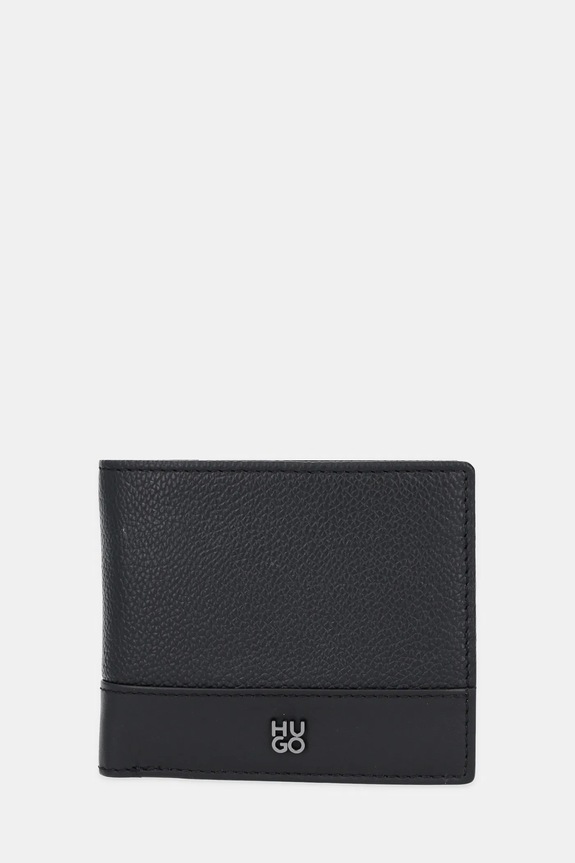 HUGO bőr pénztárca sima fekete 50548314