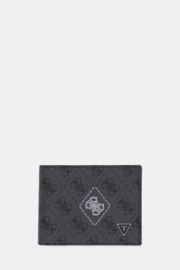 Δερμάτινο πορτοφόλι Guess MILANO λείο δέρμα γκρί SMMACT.LEA24