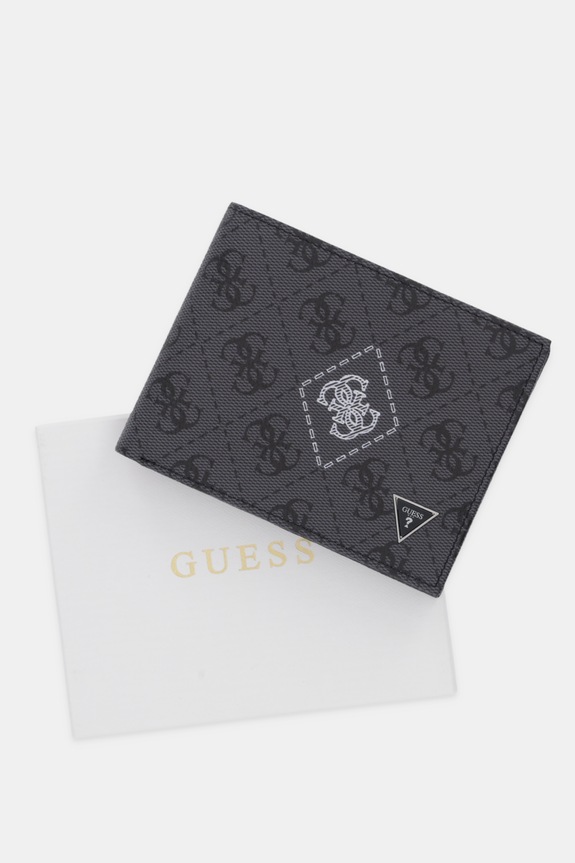 Δερμάτινο πορτοφόλι Guess MILANO SMMACT.LEA24 γκρί