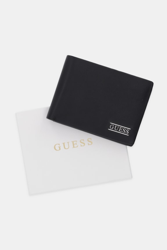 Δερμάτινο πορτοφόλι Guess BOSTON SMNEBR.LEA27 μαύρο
