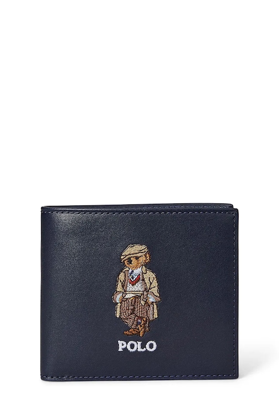Kožená peněženka Polo Ralph Lauren přírodní kůže námořnická modř 405974619