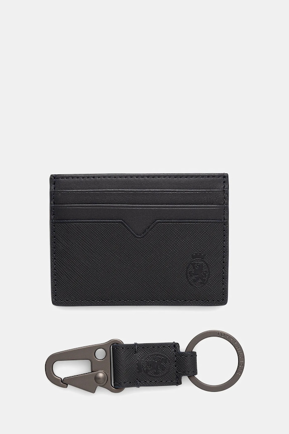 Tommy Hilfiger card holder din piele și breloc husă de card bleumarin AM0AM13779