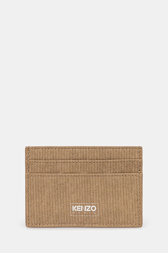 Кожаный чехол на карты Kenzo Card Holder гладкий бежевый FF62PM100L06
