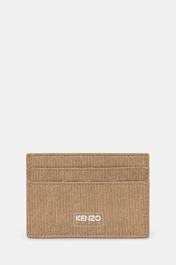 Кожаный чехол на карты Kenzo Card Holder гладкий бежевый FF62PM100L06