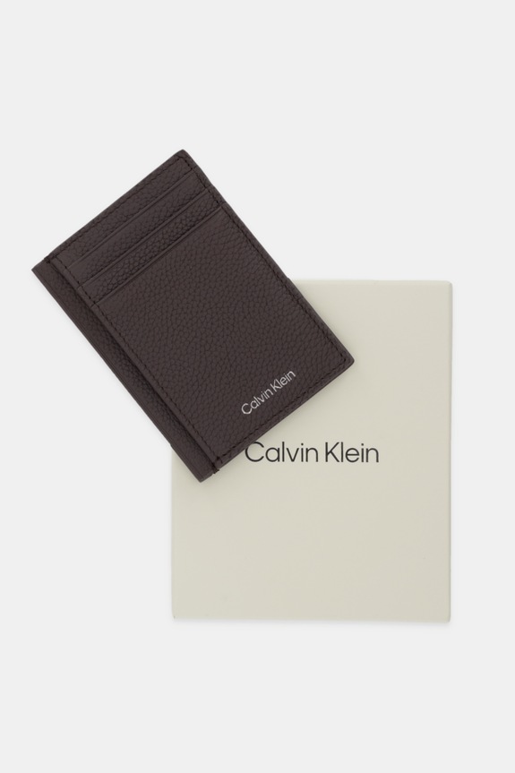 Kožené puzdro na karty Calvin Klein puzdro na karty hnedá LV04D1061G