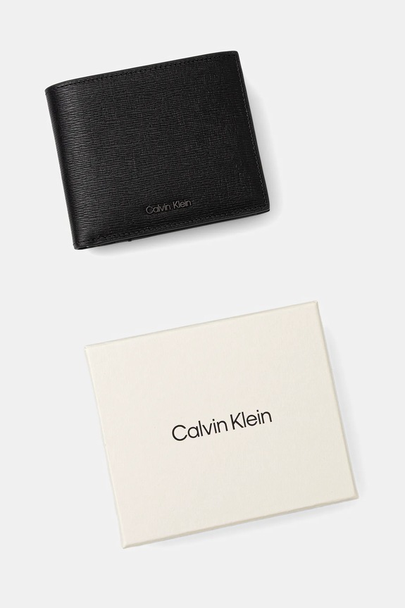 Kožená peněženka Calvin Klein černá LV04D1072G