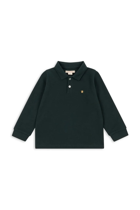 Παιδικά βαμβακερά μπλουζάκια πόλο Konges Sløjd FLORIAN LS POLO GOTS βαμβάκι πράσινο KS103811.9BYA