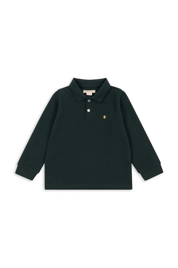 Παιδικά βαμβακερά μπλουζάκια πόλο Konges Sløjd FLORIAN LS POLO GOTS βαμβάκι πράσινο KS103811.9BYA