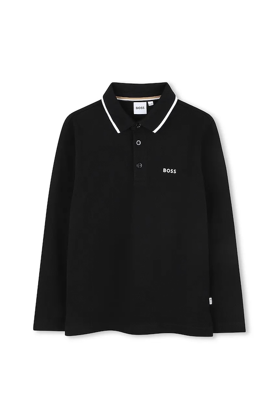 Хлопковое поло для младенцев BOSS хлопок чёрный J52330.102.108