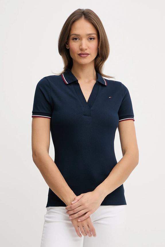 Tommy Hilfiger polo z elastanem granatowy WW0WW45736