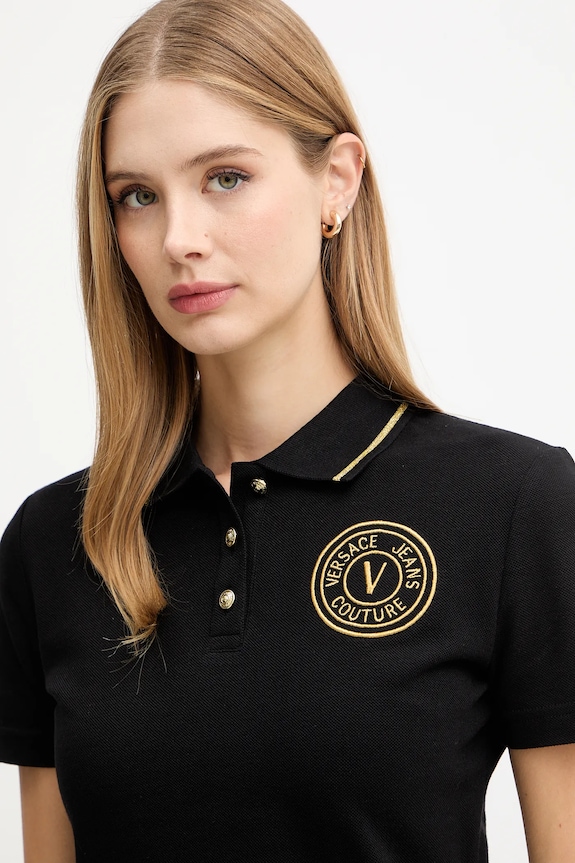 Pamučna polo majica Versace Jeans Couture crna 79HAGT00.CJ01T