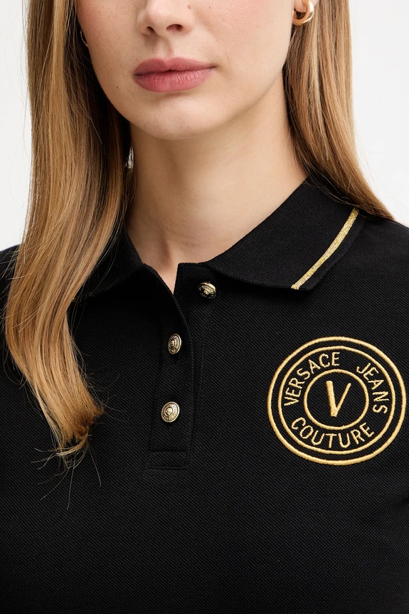 Pamučna polo majica Versace Jeans Couture 79HAGT00.CJ01T crna