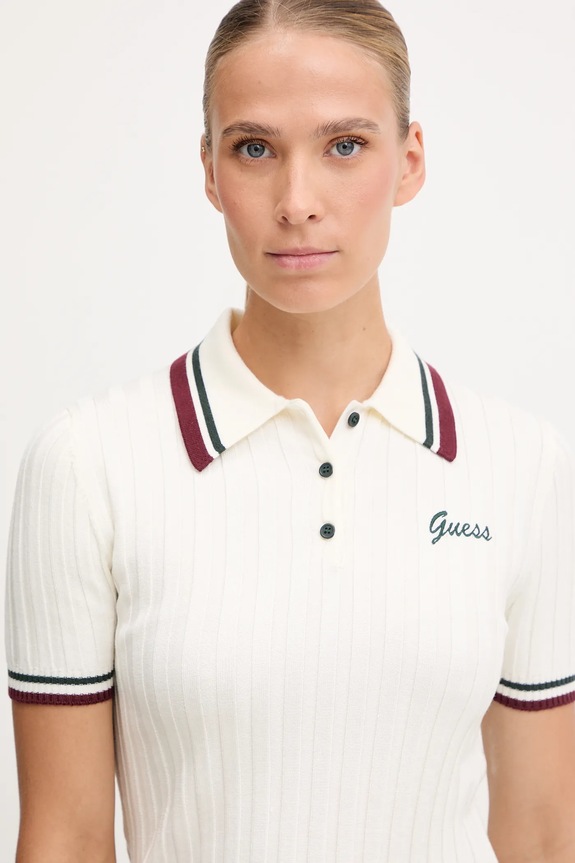 Guess polo z dodatkiem wełny SABINA beżowy V5BP04.Z1152