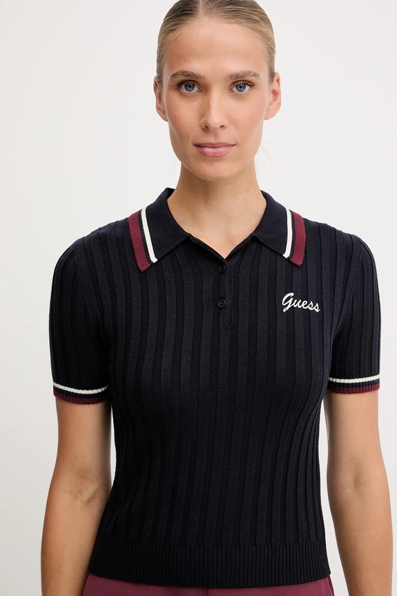 Guess póló gyapjúkeverékből SABINA sötétkék V5BP04.Z1152