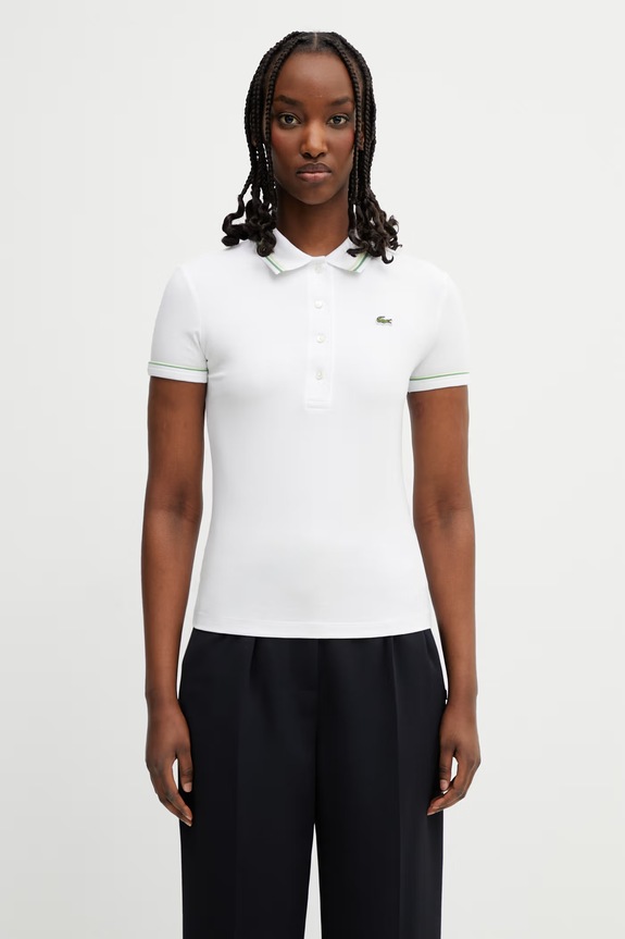 Lacoste πόλο γυναικείο με βαμβάκι λευκό DF5284