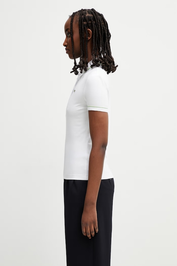 Lacoste polo damskie z bawełną DF5284 biały SS26