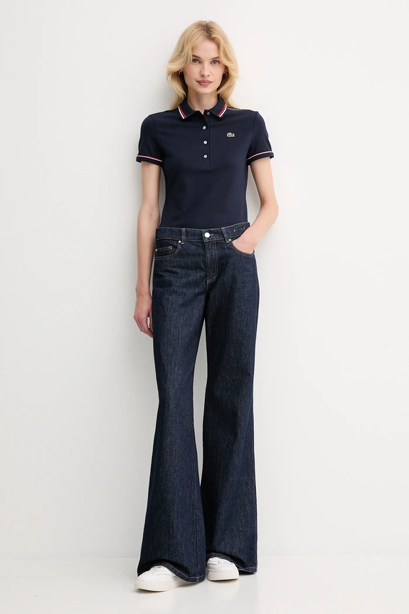 Lacoste polo damskie z bawełną DF5284 granatowy SS26