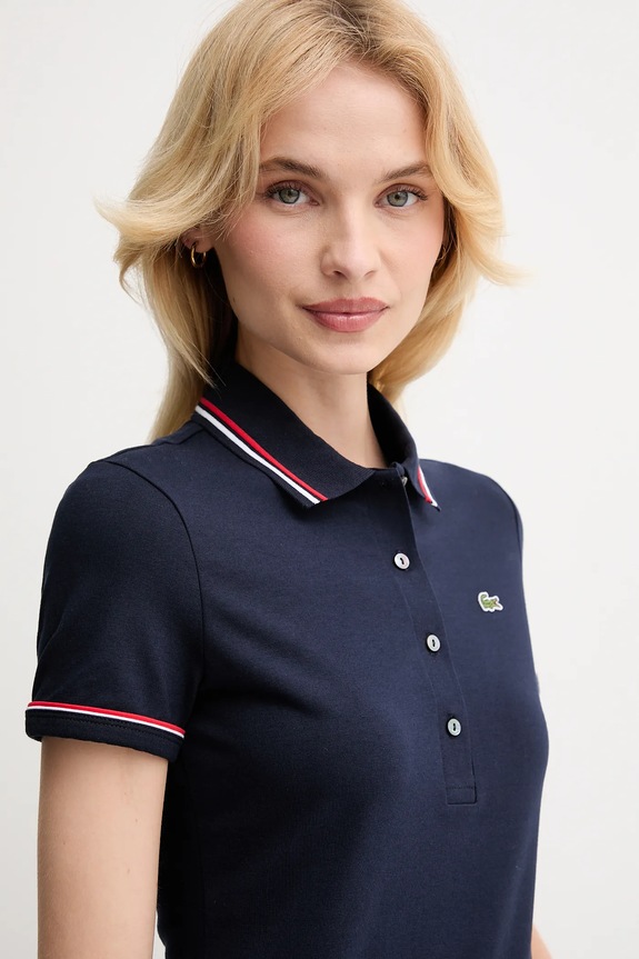 Lacoste polo damskie z bawełną granatowy DF5284