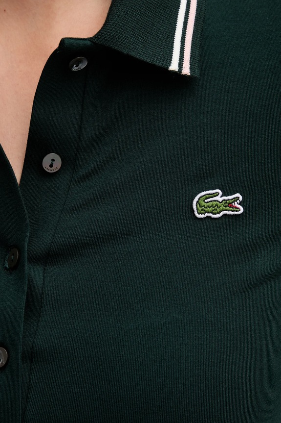 Lacoste polo damskie z bawełną DF5284 zielony