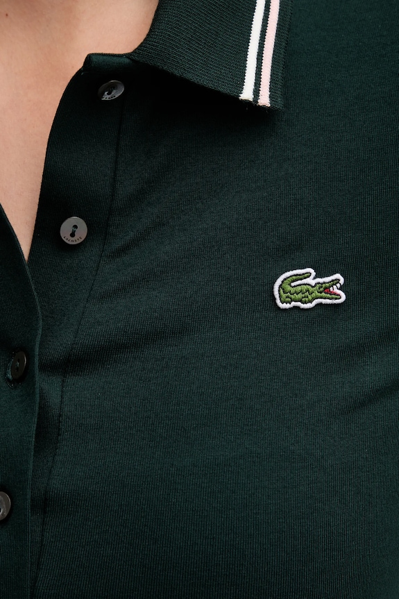 Lacoste polo damskie z bawełną DF5284 zielony