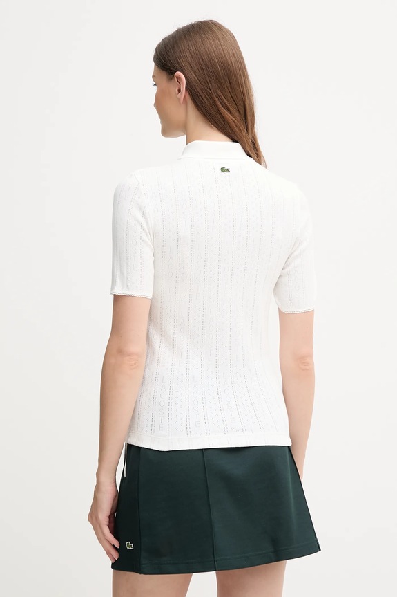 Odzież Lacoste polo damskie bawełniane DF5296 biały