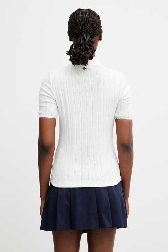 Odzież Lacoste polo bawełniane damskie DF5296 biały