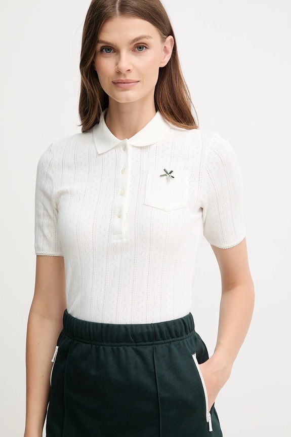 Lacoste polo damskie bawełniane biały DF5296