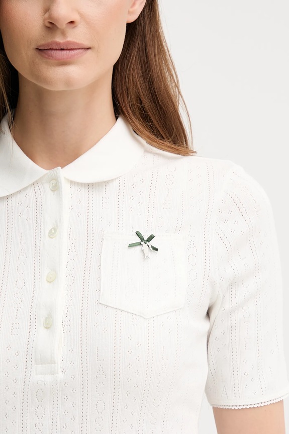 Lacoste polo damskie bawełniane DF5296 biały